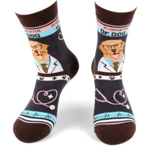 New LADIES DOCTOR/HEALTHCARE Crew Socks PARQUET Brand Says ‘DR. DOG’ #CAREGIVER